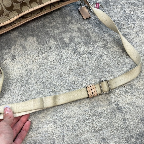 Coach Signature Stripe File Bag Crossbody Messenger Tan Pink F28502 - Picture 13 of 17